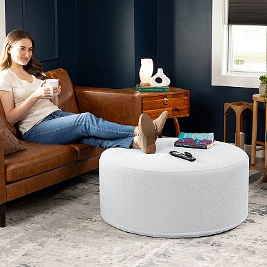 Jaxx Candler Round Couch Ottoman - Oversized Giant Coffee Table & Foot Rest, 36"