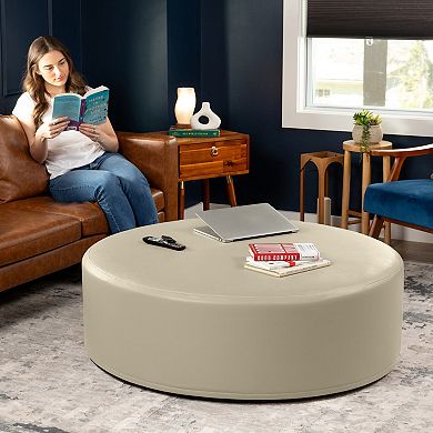 Jaxx Candler Round Couch Ottoman Oversized Giant Coffee Table & Foot Rest, 44”
