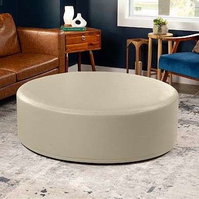 Jaxx Candler Round Couch Ottoman Oversized Giant Coffee Table & Foot Rest, 44”