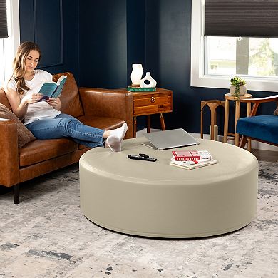 Jaxx Candler Round Couch Ottoman Oversized Giant Coffee Table & Foot Rest, 44”