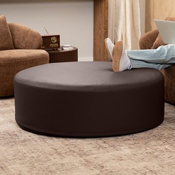 Jaxx Candler Round Couch Ottoman Oversized Giant Coffee Table & Foot Rest, 44”