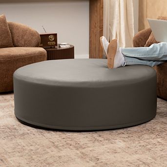Jaxx Candler Round Couch Ottoman Oversized Giant Coffee Table & Foot Rest, 44”