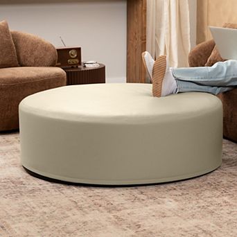 Jaxx Candler Round Couch Ottoman Oversized Giant Coffee Table & Foot Rest, 44”