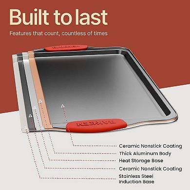 6-Piece Nonstick Bakeware Set, Carbon Steel with Silicone Handles, PFOA-Free by Bakken