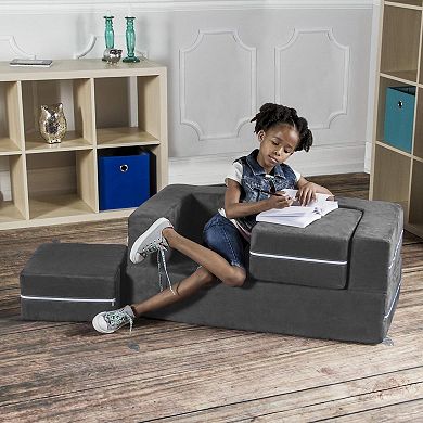 Jaxx Zipline Modular Kids Loveseat & Ottomans