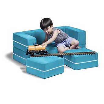 Jaxx Zipline Modular Kids Loveseat & Ottomans