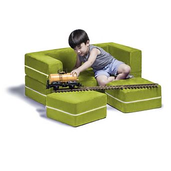 Jaxx Zipline Modular Kids Loveseat & Ottomans