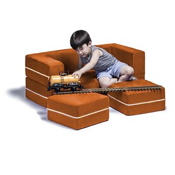 Jaxx Zipline Modular Kids Loveseat & Ottomans