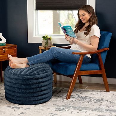 Jaxx Paran Accent Pouf - Fluffy Faux Fur Ottoman for Modern Interior Design - Regular