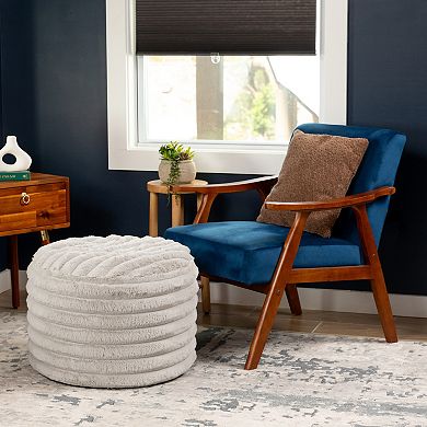 Jaxx Paran Accent Pouf - Fluffy Faux Fur Ottoman for Modern Interior Design - Regular