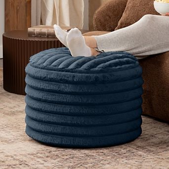 Jaxx Paran Accent Pouf - Fluffy Faux Fur Ottoman for Modern Interior Design - Regular