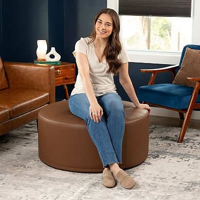 Jaxx Candler Round Couch Ottoman Oversized Giant Coffee Table & Foot Rest, 36”