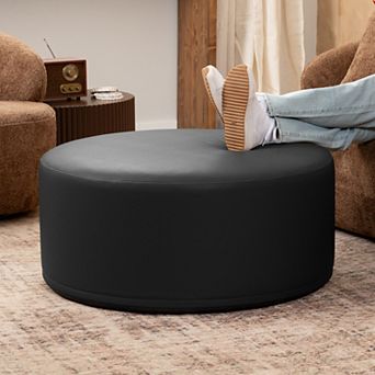 Jaxx Candler Round Couch Ottoman Oversized Giant Coffee Table & Foot Rest, 36”