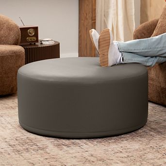 Jaxx Candler Round Couch Ottoman Oversized Giant Coffee Table & Foot Rest, 36”