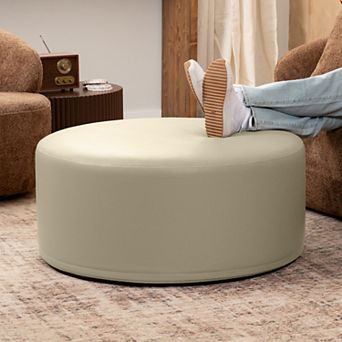 Jaxx Candler Round Couch Ottoman Oversized Giant Coffee Table & Foot Rest, 36”
