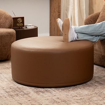 Jaxx Candler Round Couch Ottoman Oversized Giant Coffee Table & Foot Rest, 36”