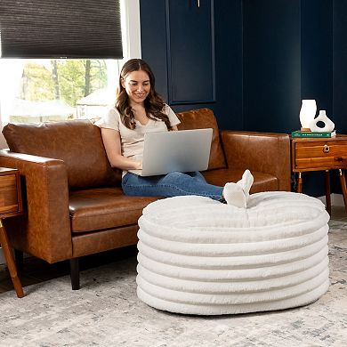 Jaxx Paran Accent Pouf - Fluffy Faux Fur Ottoman for Modern Interior Design - Large