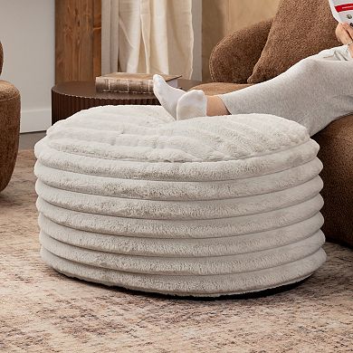 Jaxx Paran Accent Pouf - Fluffy Faux Fur Ottoman for Modern Interior Design - Large