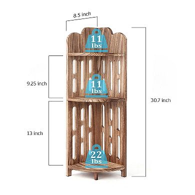 Corner Wood 3-Tier Shelf Stand for Narrow Space