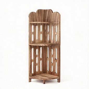 Corner Wood 3 tier Shelf Stand for Narrow Space