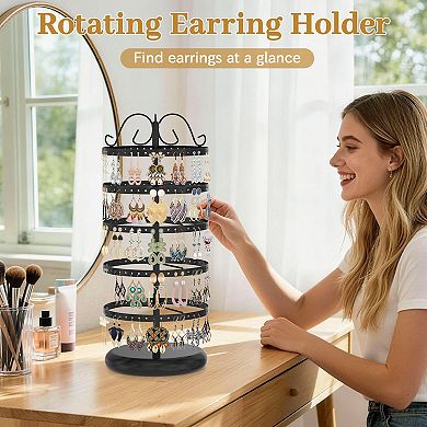 Rotating Metal Earring Tree Stand 5-Tier Adjustable Earring Holder