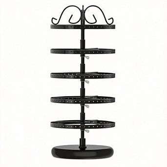 Rotating Metal Earring Tree Stand 5 tier Adjustable Earring Holder