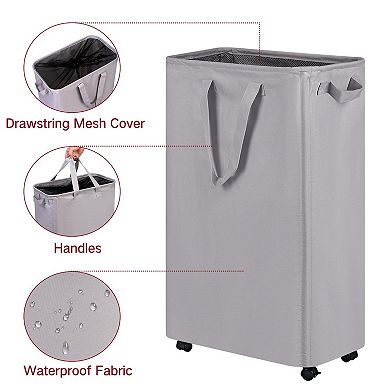 Slim Rolling Laundry Hamper for Bedroom Dorm 75L (19.8 Gallons)