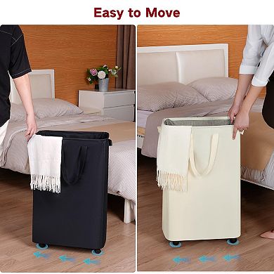 Slim Rolling Laundry Hamper for Bedroom Dorm 75L (19.8 Gallons)