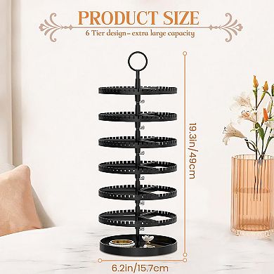 6 Tier Rotating Earring Holder Metal Tray with 342 Grooves