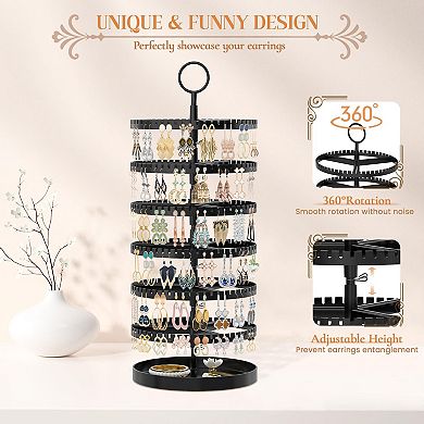 6 Tier Rotating Earring Holder Metal Tray with 342 Grooves