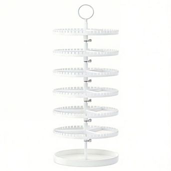 6 tier Rotating Earring Holder Metal Tray with 342 Grooves