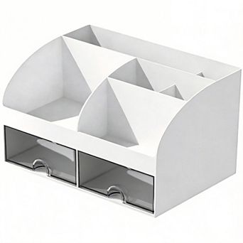 Pen Holder 6 Compartments 2 Drawers Desk Organizer