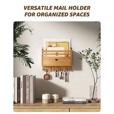 Modern Farmhouse Mail Organizer Drawer with 7 Key Hooks