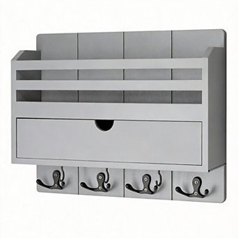 Modern Farmhouse Mail Organizer Drawer with 7 Key Hooks