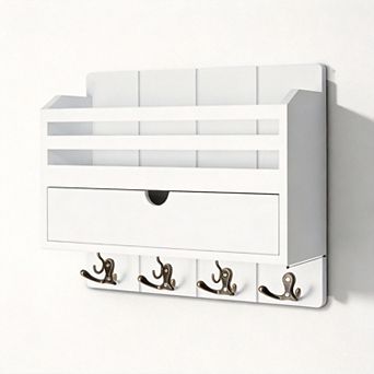 Modern Farmhouse Mail Organizer Drawer with 7 Key Hooks