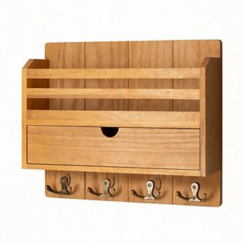 Modern Farmhouse Mail Organizer Drawer with 7 Key Hooks
