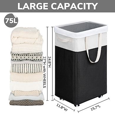 Rolling Collapsible Laundry Hamper 75L