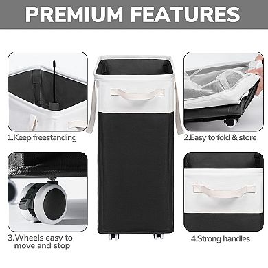 Rolling Collapsible Laundry Hamper 75L