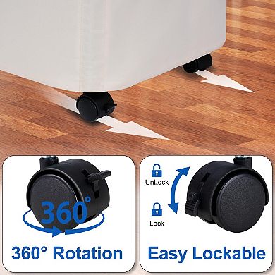 Slim Rolling Laundry Hamper with Lid Handle for Narrow Spaces 75L