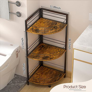 3-Tier Triangular Corner Shelf Freestanding Small Space