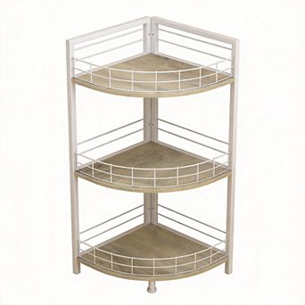 3 tier Triangular Corner Shelf Freestanding Small Space