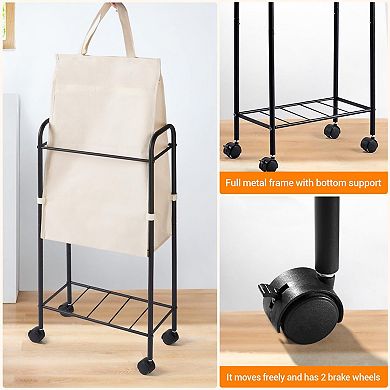 Slim Rolling Laundry Hamper with Lid and Removable Bag 50L
