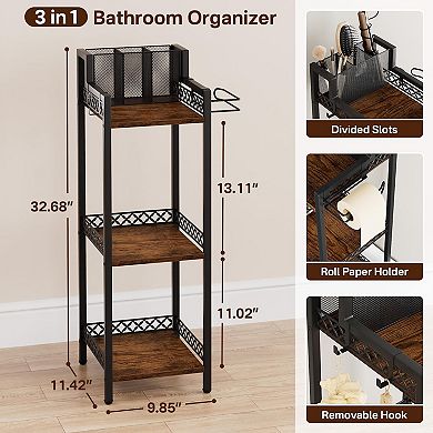 Hair Dryer Holder 3-Tier Narrow Standing Rack