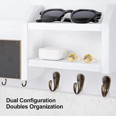 Mail Key Holder Wall Shelf Organizer with 7 Hooks