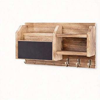 Mail Key Holder Wall Shelf Organizer with 7 Hooks