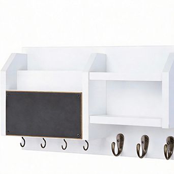 Mail Key Holder Wall Shelf Organizer with 7 Hooks