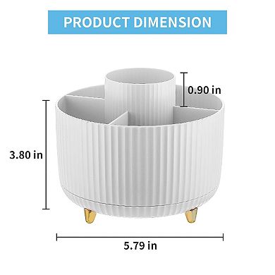 360° Rotating Pen Holder 5-Compartment Desk Organizer