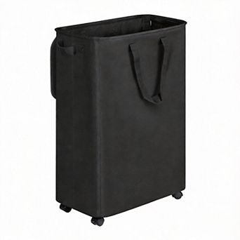 Slim Rolling Laundry Hamper with Lid Handle for Narrow Spaces 75L