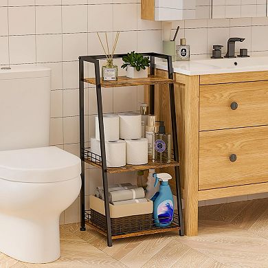 3-Tier Bathroom Fence Shelf Open Floor Storage Shelves