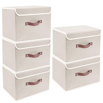 Foldable Fabric Storage Bins with Lids Save space Closet Organizer 5 pc